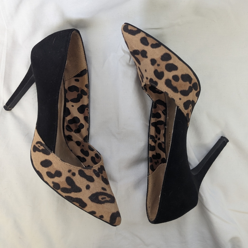 Women's Leopard & Black Heels - size 6.5